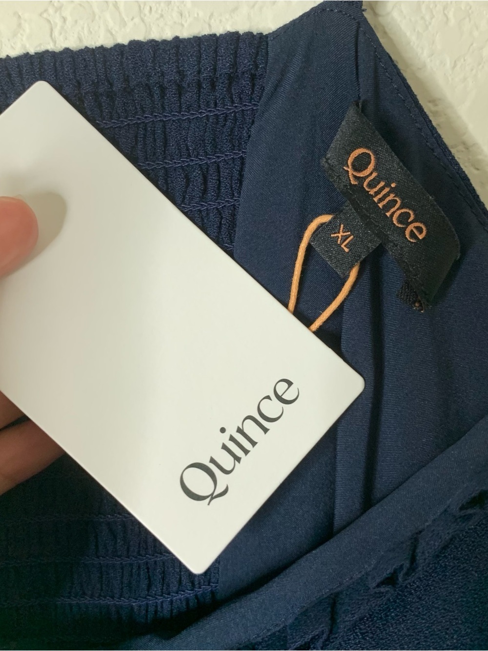 Quince navy women’s lightweight crepe fluted hem midi dress XL NWT - Picture 6 of 10